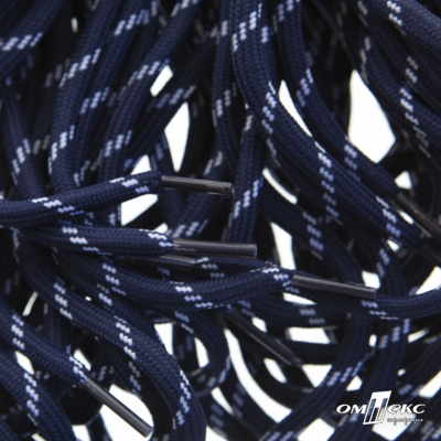 Шнурки #107-19, круглые 130 см, двухцветные цв.тём.синий/белый - купить в Черкесске. Цена: 22.14 руб.
