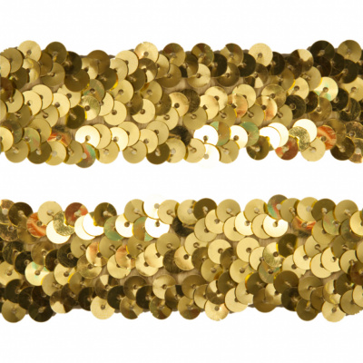 Тесьма с пайетками D16, шир. 30 мм/уп. 25+/-1 м, цвет золото - купить в Черкесске. Цена: 1 087.39 руб.