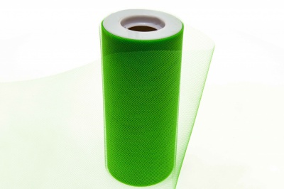 Фатин в шпульках 16-146, 10 гр/м2, шир. 15 см (в нам. 25+/-1 м), цвет зелёный - купить в Черкесске. Цена: 100.69 руб.