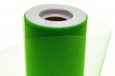 Фатин в шпульках 16-146, 10 гр/м2, шир. 15 см (в нам. 25+/-1 м), цвет зелёный - купить в Черкесске. Цена: 100.69 руб.