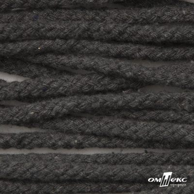 Шнур плетеный d-6 мм круглый, 70% хлопок 30% полиэстер, уп.90+/-1 м, цв.1088-т.серый - купить в Черкесске. Цена: 588 руб.