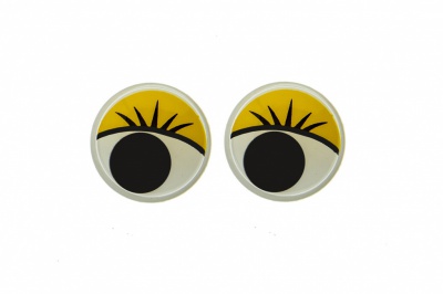 Глазки для игрушек, круглые, с бегающими зрачками, 12 мм/упак.50+/-2 шт, цв. -желтый - купить в Черкесске. Цена: 95.04 руб.