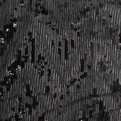 Трикотажное полотно с пайетками, шир.130 см, #311-бахрома чёрная - купить в Черкесске. Цена 1 183.35 руб.