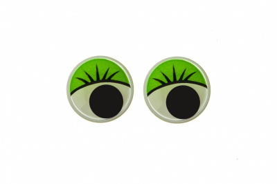 Глазки для игрушек, круглые, с бегающими зрачками, 10 мм/упак.50+/-2 шт, цв. -зеленый - купить в Черкесске. Цена: 71.92 руб.