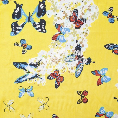 Плательная ткань "Софи" 7.2, 75 гр/м2, шир.150 см, принт бабочки - купить в Черкесске. Цена 241.49 руб.