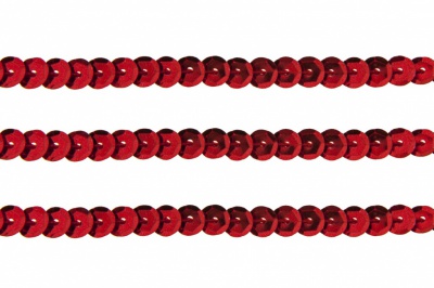 Пайетки "ОмТекс" на нитях, SILVER-BASE, 6 мм С / упак.73+/-1м, цв. 3 - красный - купить в Черкесске. Цена: 468.37 руб.