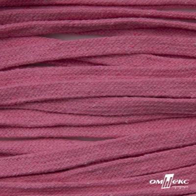 Шнур плетеный d-8 мм плоский, 70% хлопок 30% полиэстер, уп.85+/-1 м, цв.1029-розовый - купить в Черкесске. Цена: 735 руб.