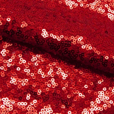 Сетка с пайетками №8, 188 гр/м2, шир.140см, цвет красный - купить в Черкесске. Цена 433.60 руб.