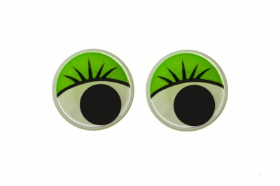 Глазки для игрушек, круглые, с бегающими зрачками, 15 мм/упак.50+/-2 шт, цв. -зеленый - купить в Черкесске. Цена: 113.01 руб.