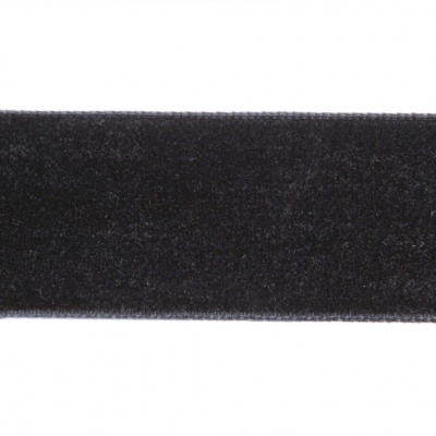 Лента бархатная нейлон, шир.25 мм, (упак. 45,7м), цв.03-черный - купить в Черкесске. Цена: 809.01 руб.