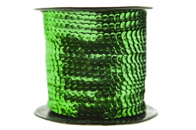 Пайетки "ОмТекс" на нитях, SILVER-BASE, 6 мм С / упак.73+/-1м, цв. 4 - зеленый - купить в Черкесске. Цена: 484.77 руб.