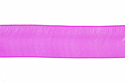 Лента органза 1015, шир. 10 мм/уп. 22,8+/-0,5 м, цвет ярк.розовый - купить в Черкесске. Цена: 38.39 руб.