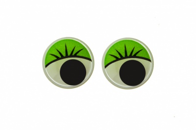 Глазки для игрушек, круглые, с бегающими зрачками, 12 мм/упак.50+/-2 шт, цв. -зеленый - купить в Черкесске. Цена: 96.01 руб.