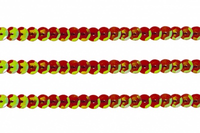 Пайетки "ОмТекс" на нитях, CREAM, 6 мм С / упак.73+/-1м, цв. 96 - красный - купить в Черкесске. Цена: 484.77 руб.