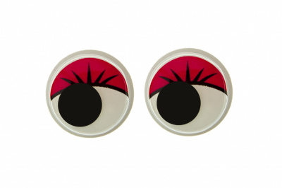 Глазки для игрушек, круглые, с бегающими зрачками, 15 мм/упак.50+/-2 шт, цв. -красный - купить в Черкесске. Цена: 113.01 руб.