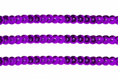 Пайетки "ОмТекс" на нитях, SILVER-BASE, 6 мм С / упак.73+/-1м, цв. 12 - фиолет - купить в Черкесске. Цена: 300.55 руб.